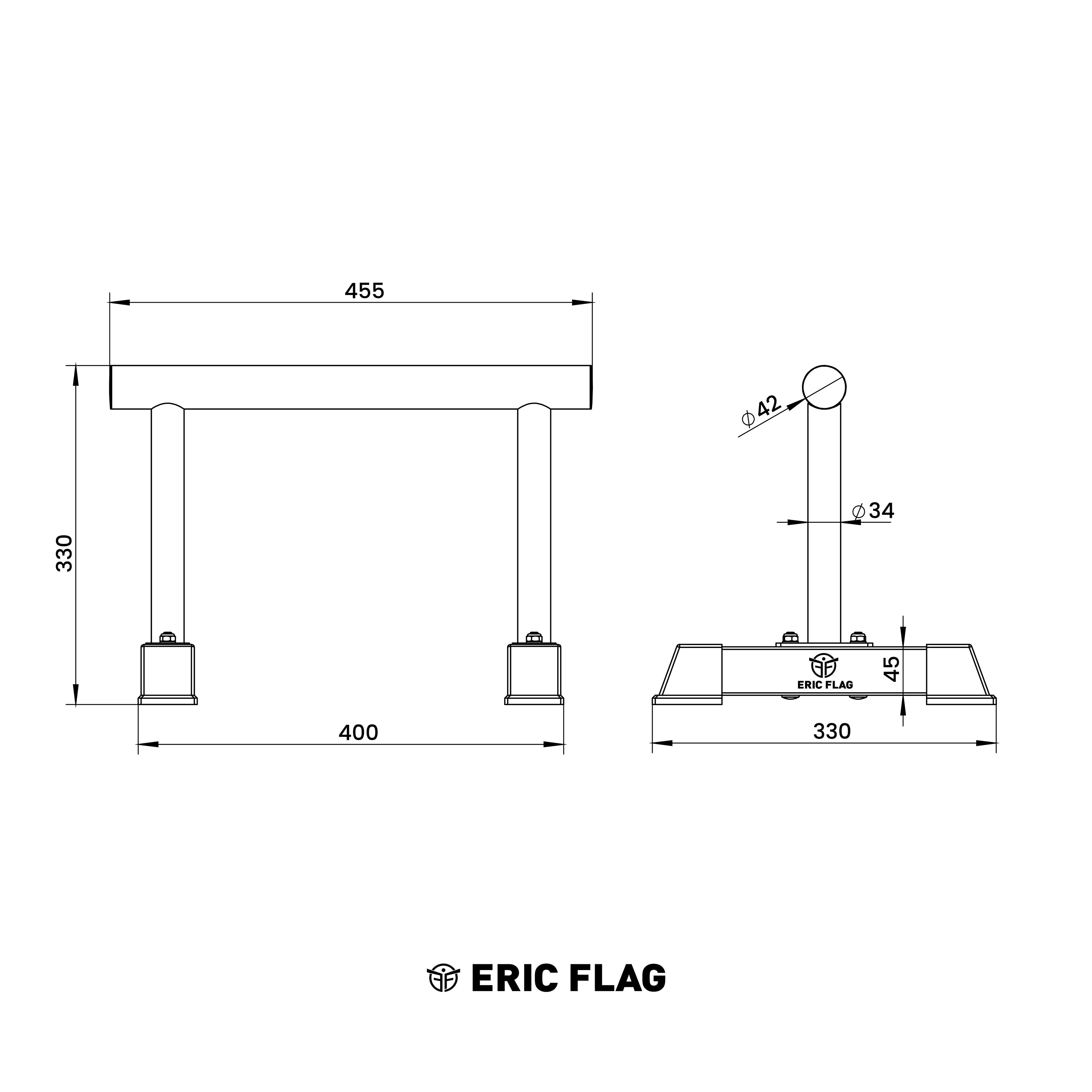 dimensions barres parallèles carrées