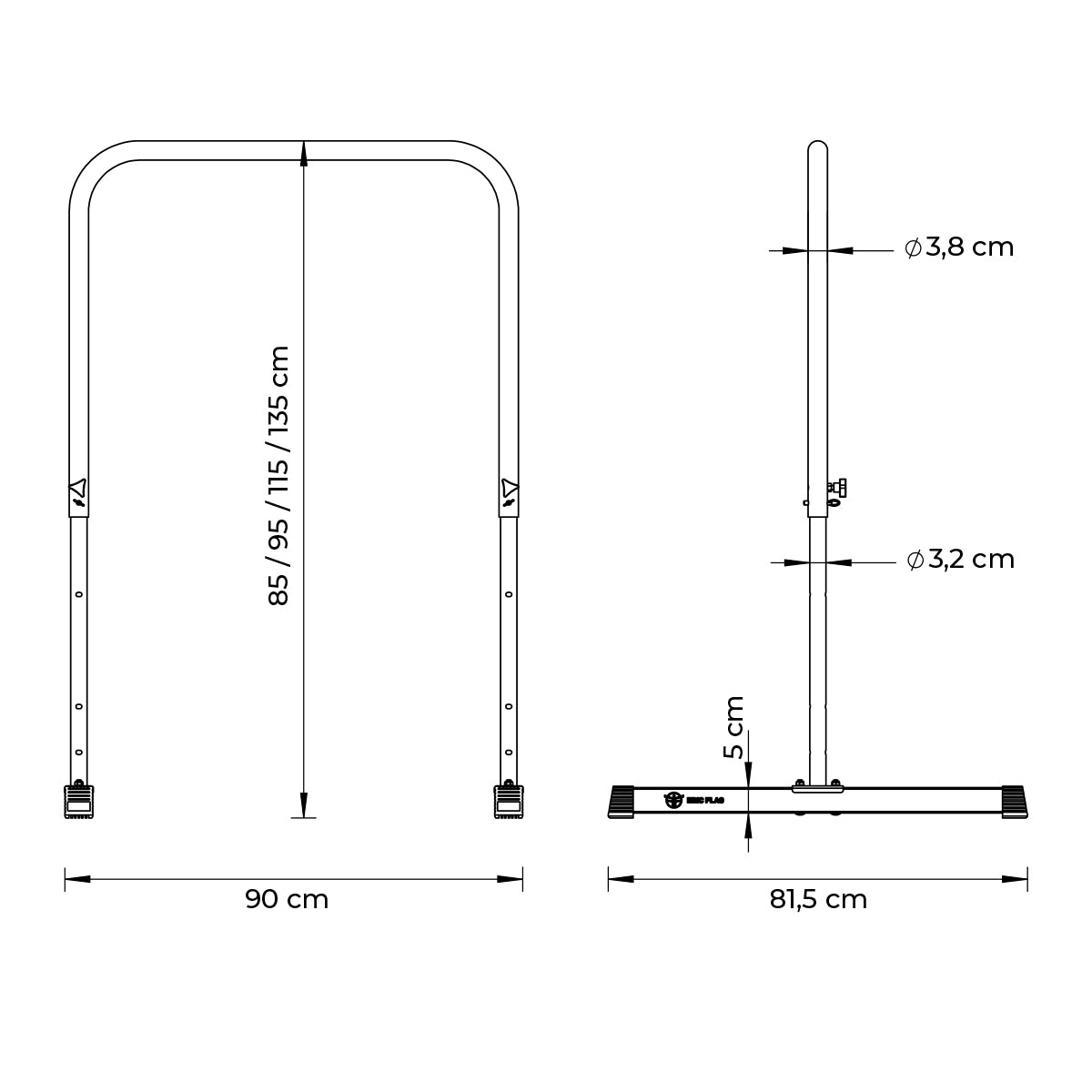 dimensions barre de traction ajustable
