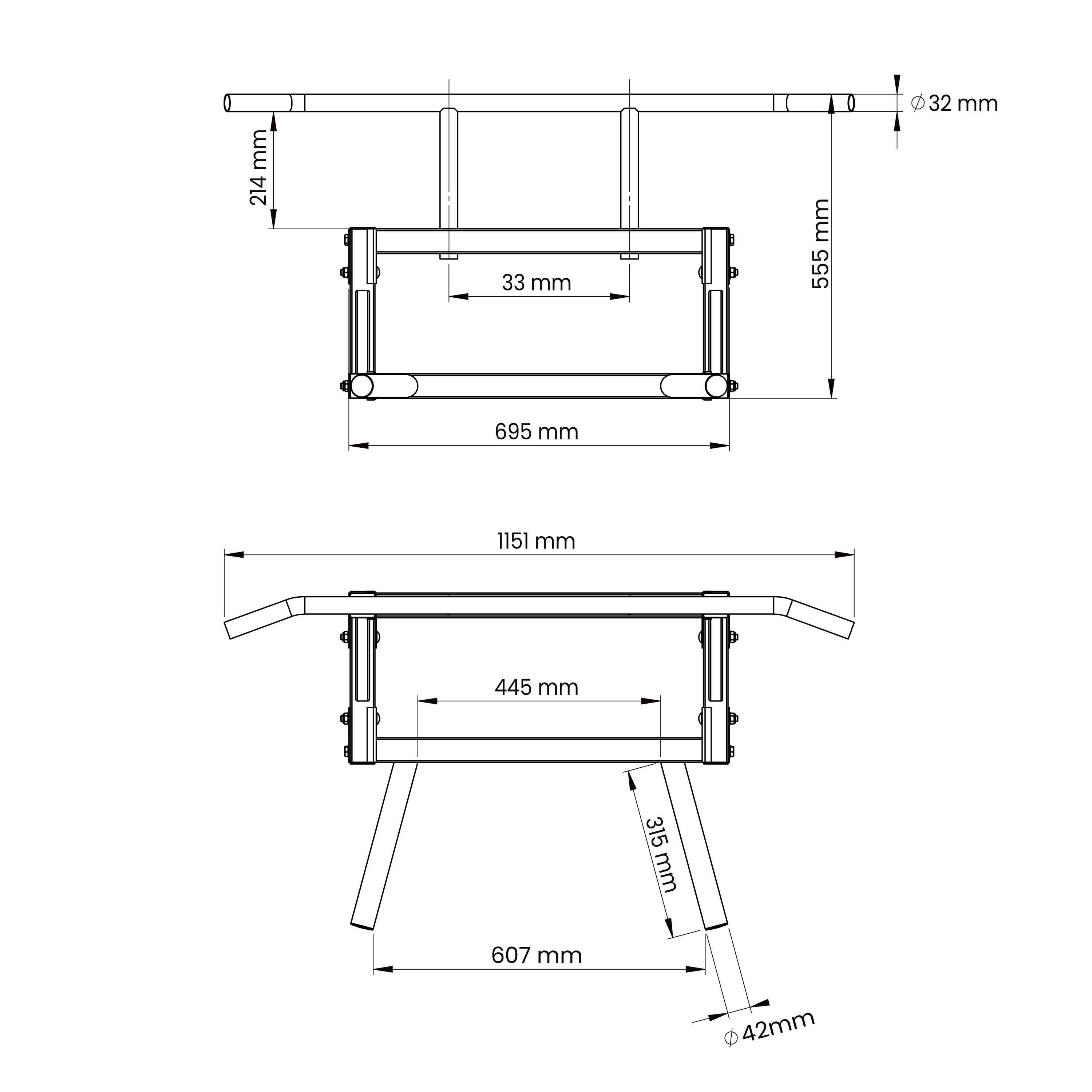 Wall-Mounted Pull-Up Bar & Dip Station