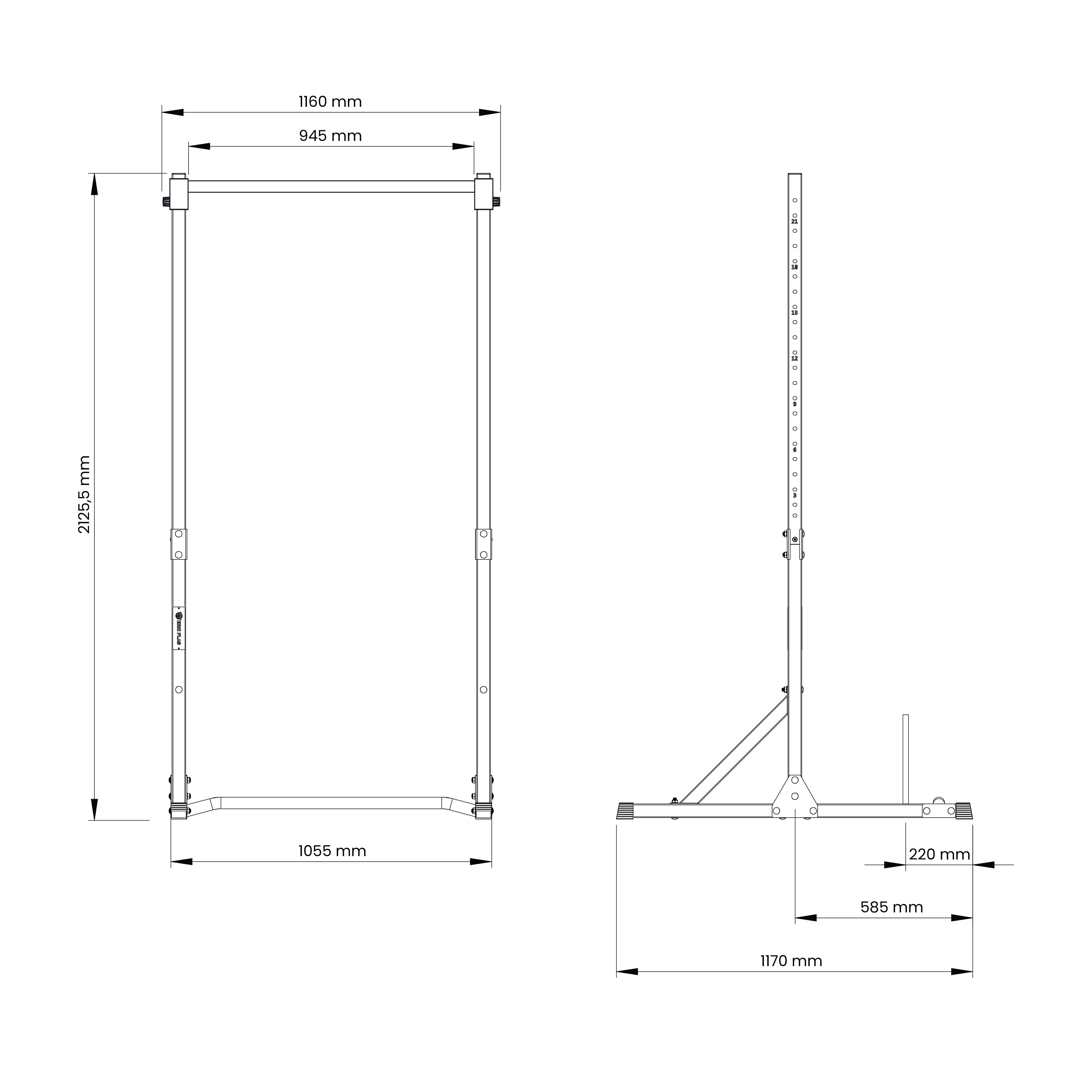 drawbar dimensions